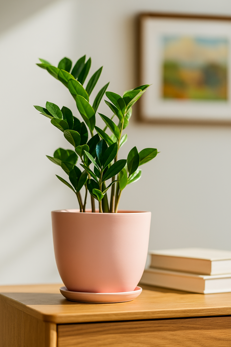 Doniczka ceramiczna z podstawką – DONICZKA BARYŁKA pudrowy róż Zielona Flora