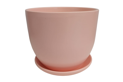Doniczka ceramiczna z podstawką – DONICZKA BARYŁKA pudrowy róż
